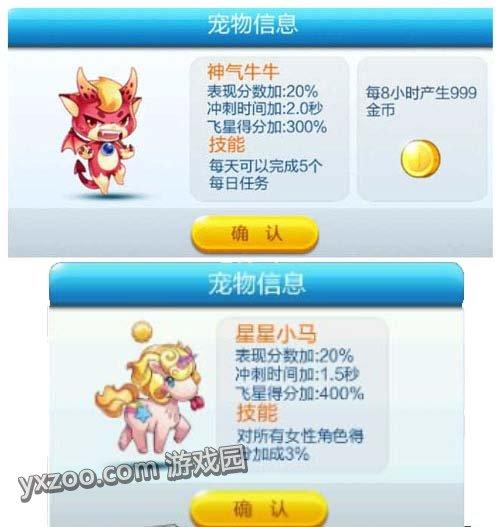 天天酷跑太阳级宠物星星小马和神气牛牛对比介绍