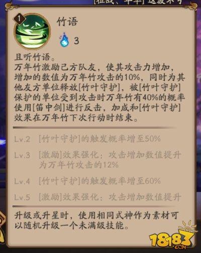 阴阳师万年竹技能觉醒属性面板图一览