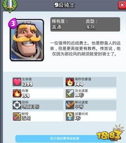 竞技场新霸主 皇室战争后排骑士介绍