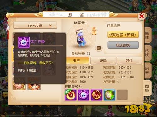 梦幻西游手游75级宠物幽冥书生介绍