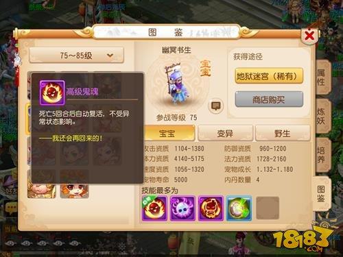 梦幻西游手游75级宠物幽冥书生介绍