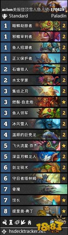 炉石8.29直播卡组合集:美服登顶雪人鱼人骑