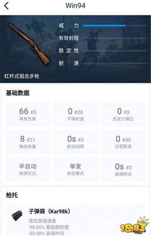 刺激战场win94和98k哪个更好 枪械对比测试