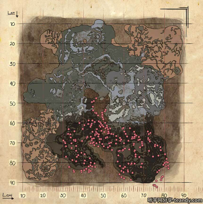 方舟生存进化各地图资源分布位置一览