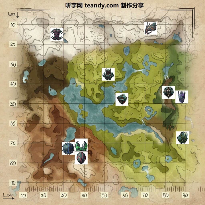 方舟生存进化全地图神器位置坐标汇总