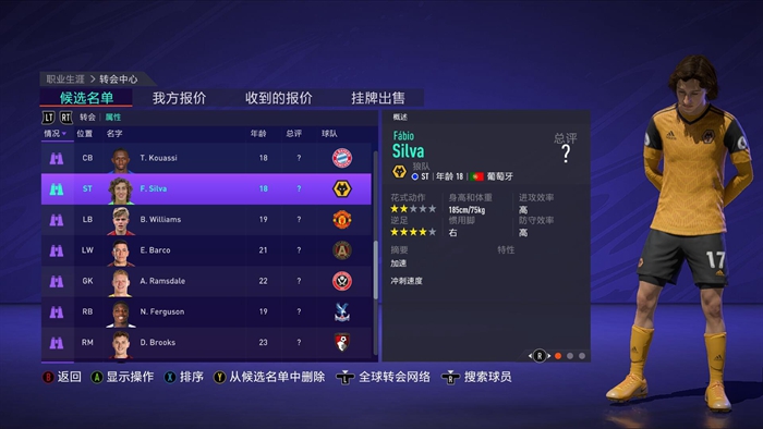 fifa21经理模式高潜力球员推荐