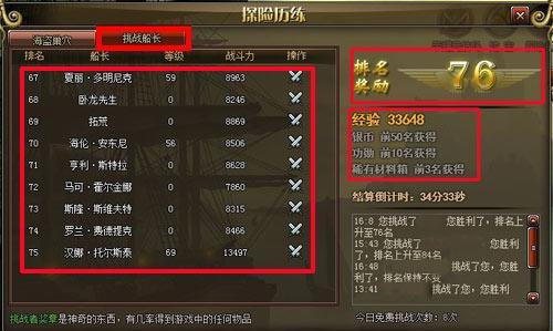 挑战有福利 《大航海》船长挑战新玩法