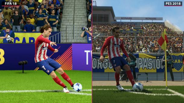 誰更強(qiáng)大？《FIFA18》Vs.《實(shí)況2018》畫面對比