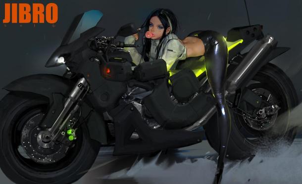 《守望先鋒》女美工概念畫欣賞 皮褲妹子騎機(jī)車翹臀誘惑