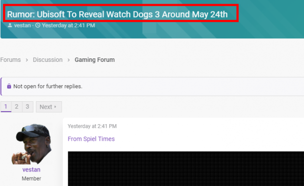 欧美论坛爆料：《看门狗3》将于5月24左右发布预告片