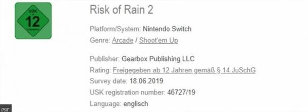 《雨中冒险2》通过德国官方评级 Switch版上架有望