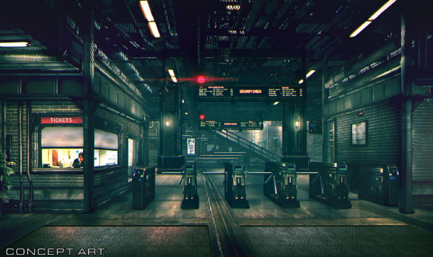 《最終幻想7：重制版》概念原畫 克勞德激戰(zhàn)車站