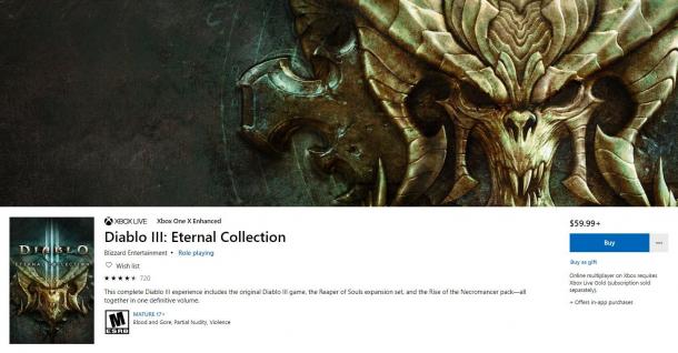 《暗黑破坏神3：永恒收藏版》登陆微软商店 售价60美元