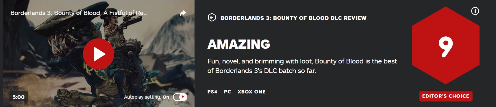 《无主之地3》IGN评“浴血镖客”是目前DLC中最棒的