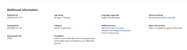 《生化危机8》Xbox One版容量为35GB