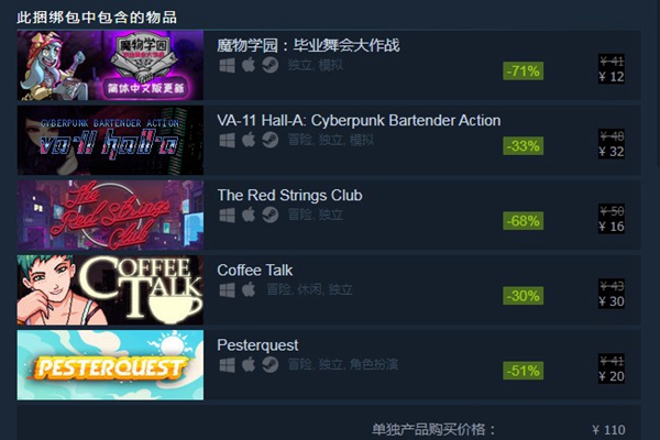 Steam五款长篇叙事游戏开启特惠活动