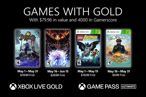 微软Xbox Live金会员5月免费游戏阵容公布