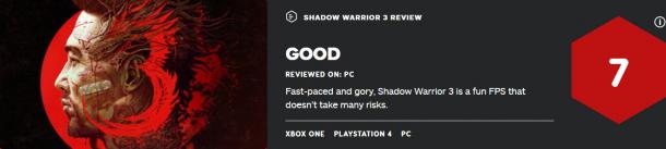 《影子武士3》的IGN评分